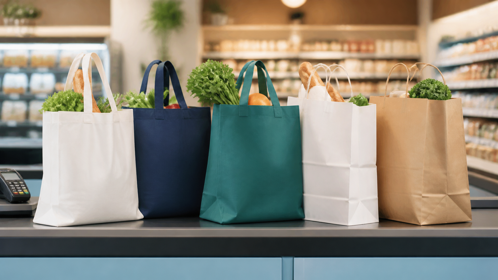 Bolsas de supermercado para un proyecto de marca de consumo